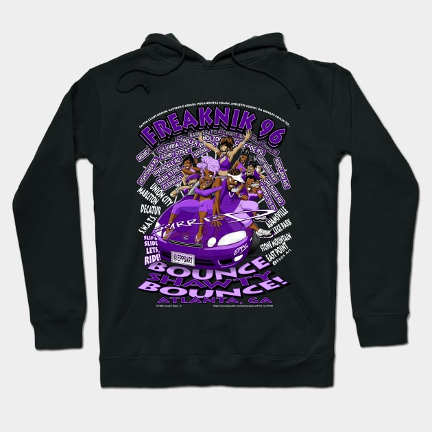 Freaknik 1996 Bounce Shawty Bounce! Purple Colorway Hoodie by Epps Art